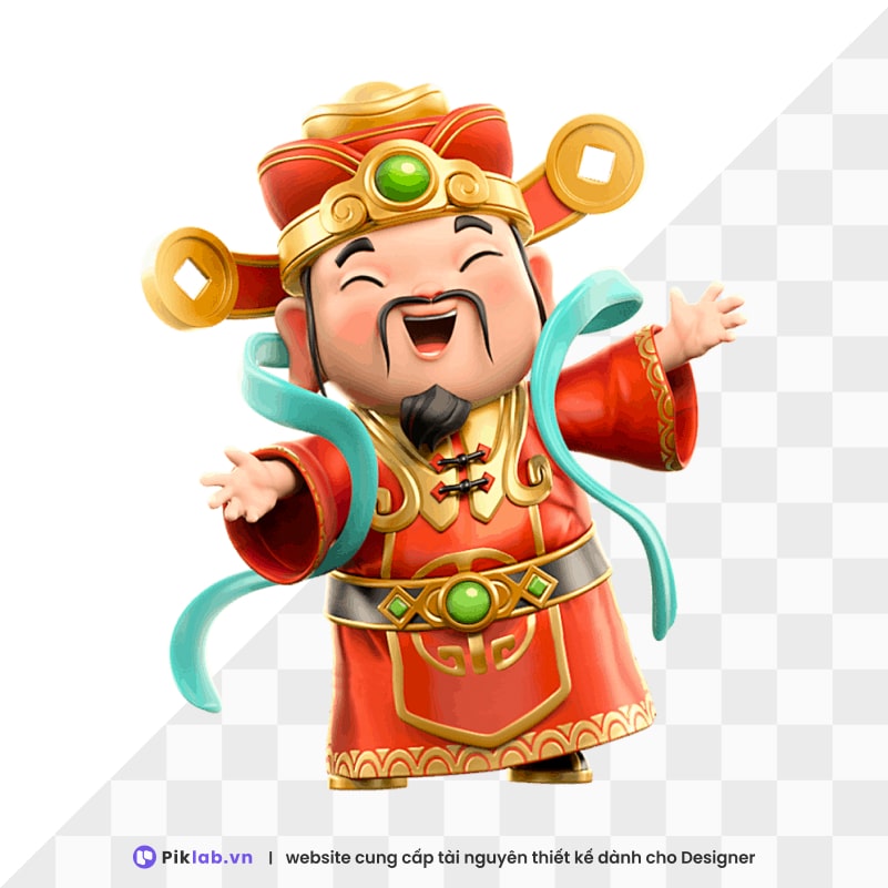 Design resource god of wealth  happy new year tet holiday isolated on transparent thần tài PNG tết